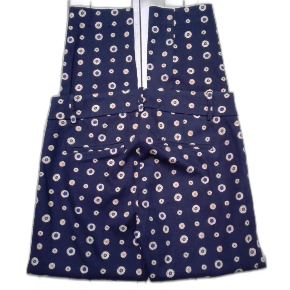 J.Crew Foulard Print Minnie Pants Skinny Ankle Navy Blue Size 00 - Picture 4 of 8